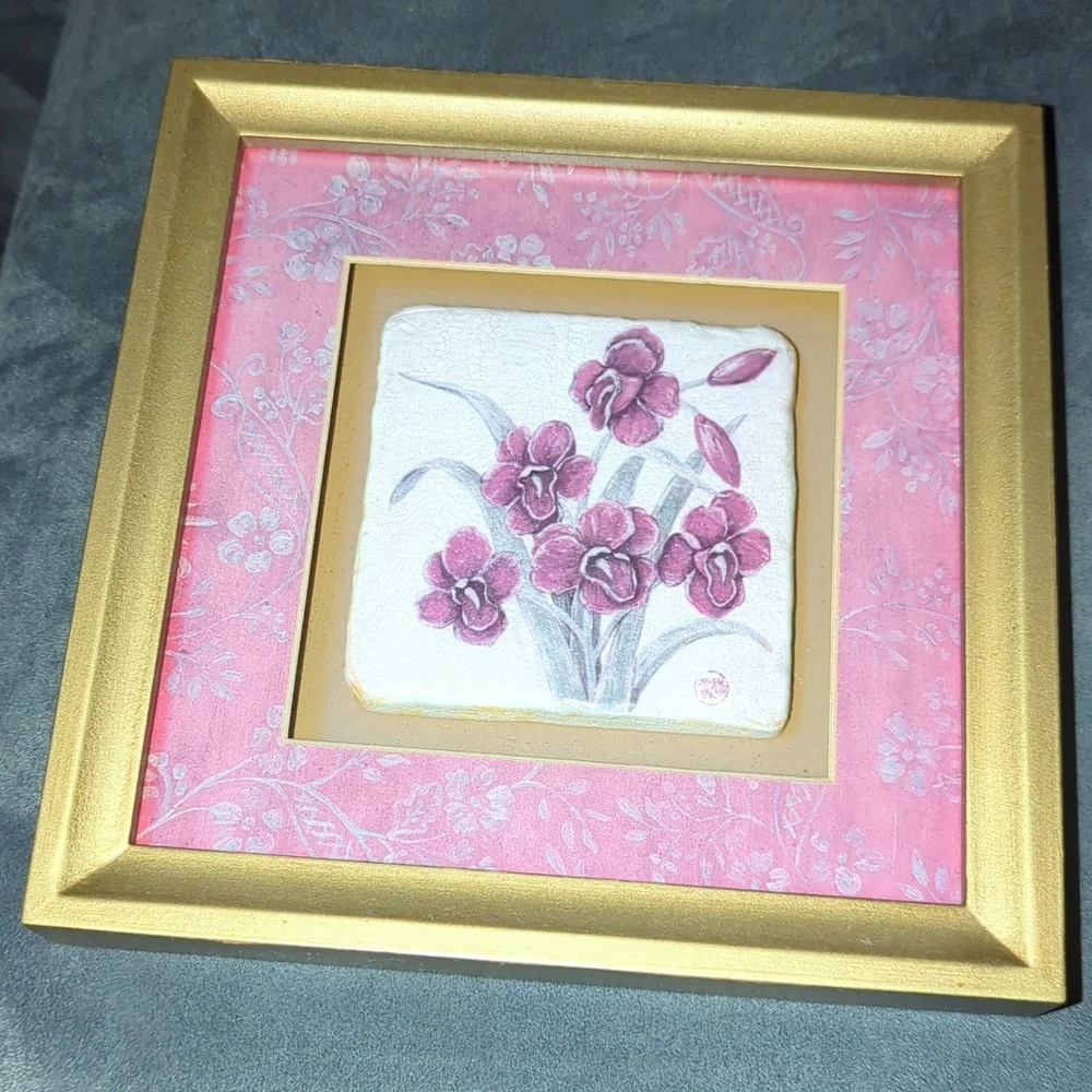 Floral Framed Art Tiles Set